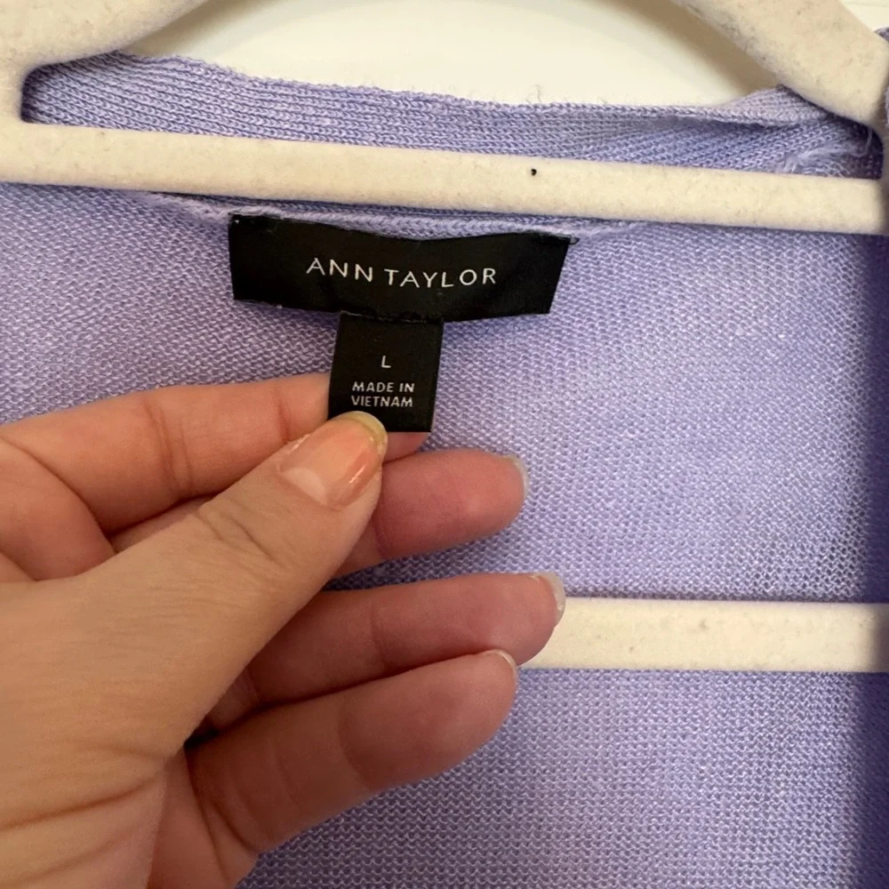 GUC - Ann Taylor - linen blend open cardigan - lilac - Large - Picture 3 of 10